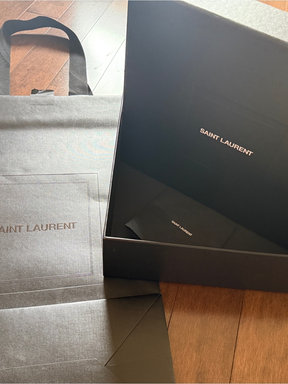 Saint Laurent Black Box and bag